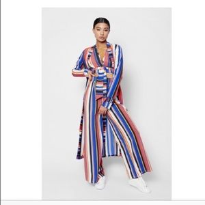 Boohoo Zendaya Edit Stripe Top & Wide Leg Trousers